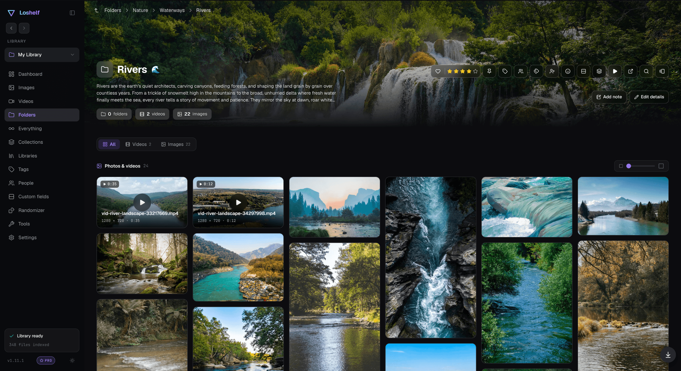 A folder in Loshelf with a banner image across the top above a grid of photos