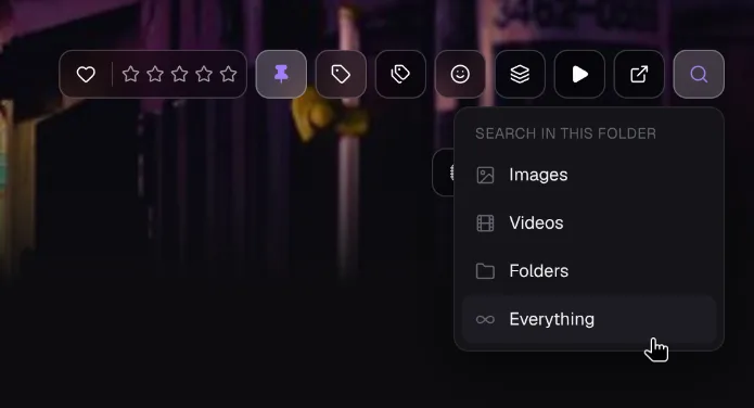 Loshelf's search-in-this-folder popover