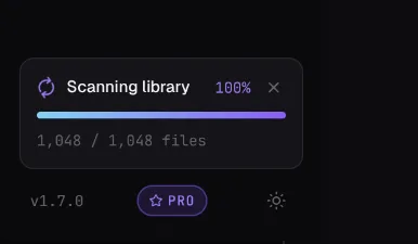 Loshelf's sidebar showing a background scan job in progress
